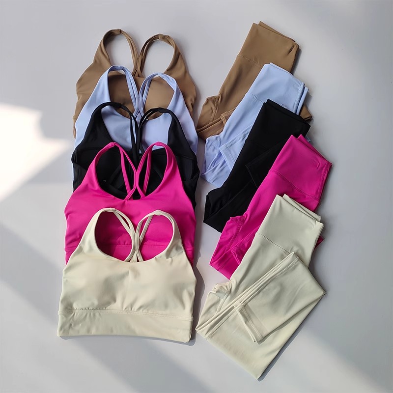 Sports Bra Racerback - 2pcs Women Seamless Yoga Set Sport