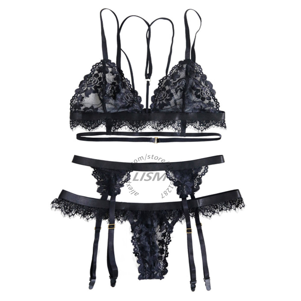 LISM Black Eyelash Lace Linger - Lace Bralette Set ulasan dan harga