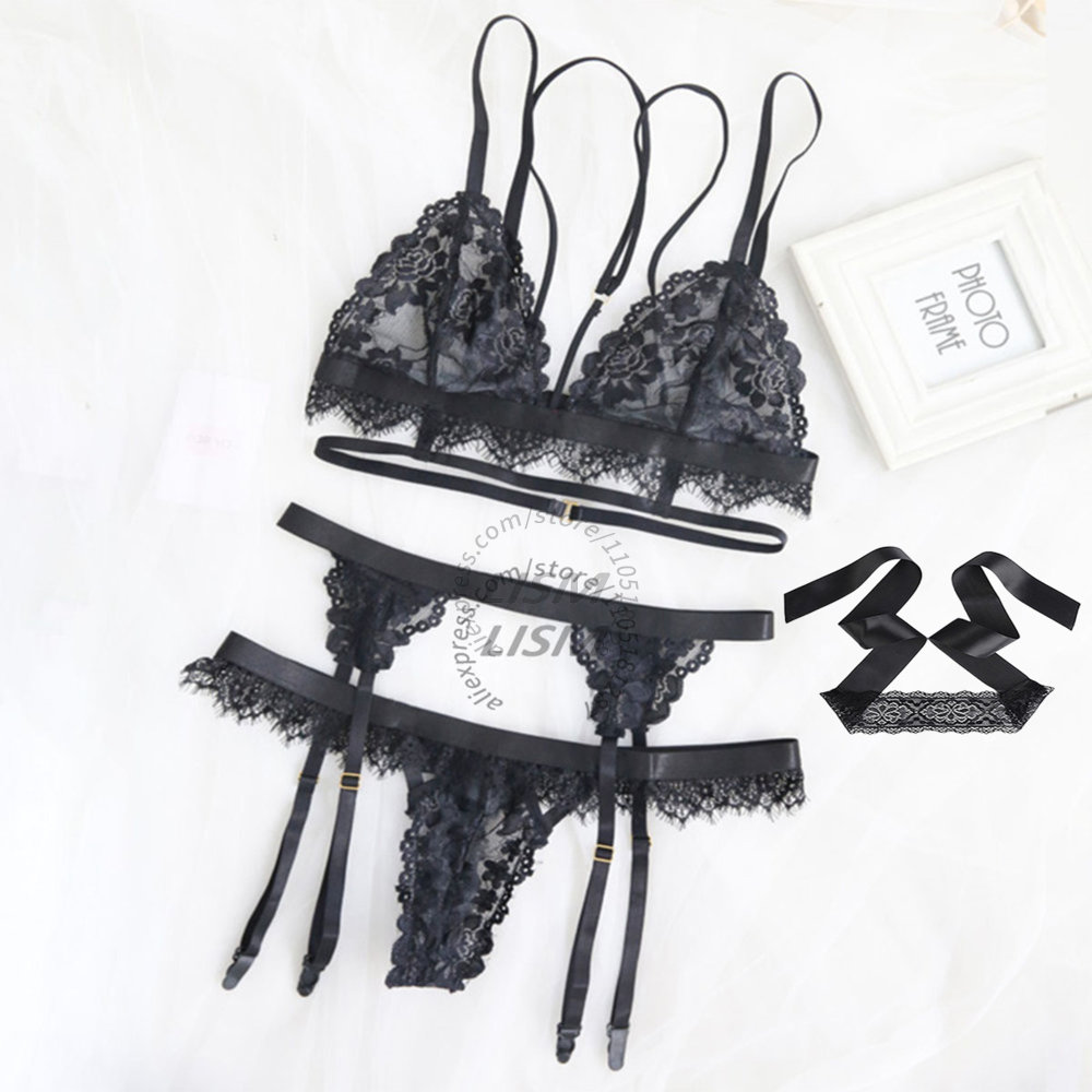 LISM Black Eyelash Lace Linger - Lace Bralette Set ulasan dan harga