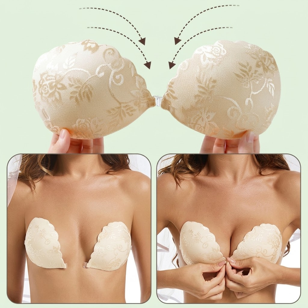 Scalloped Lace Adhesive Bra,Fr - Strapless Bra Adhesive ulasan dan harga